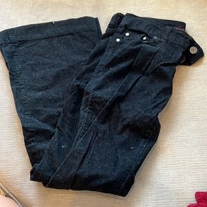 Black corduroy flare leg pants